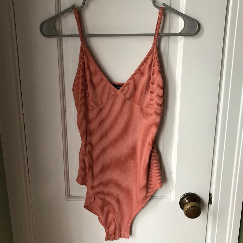 Forever 21 Peach Ribbed Bodysuit